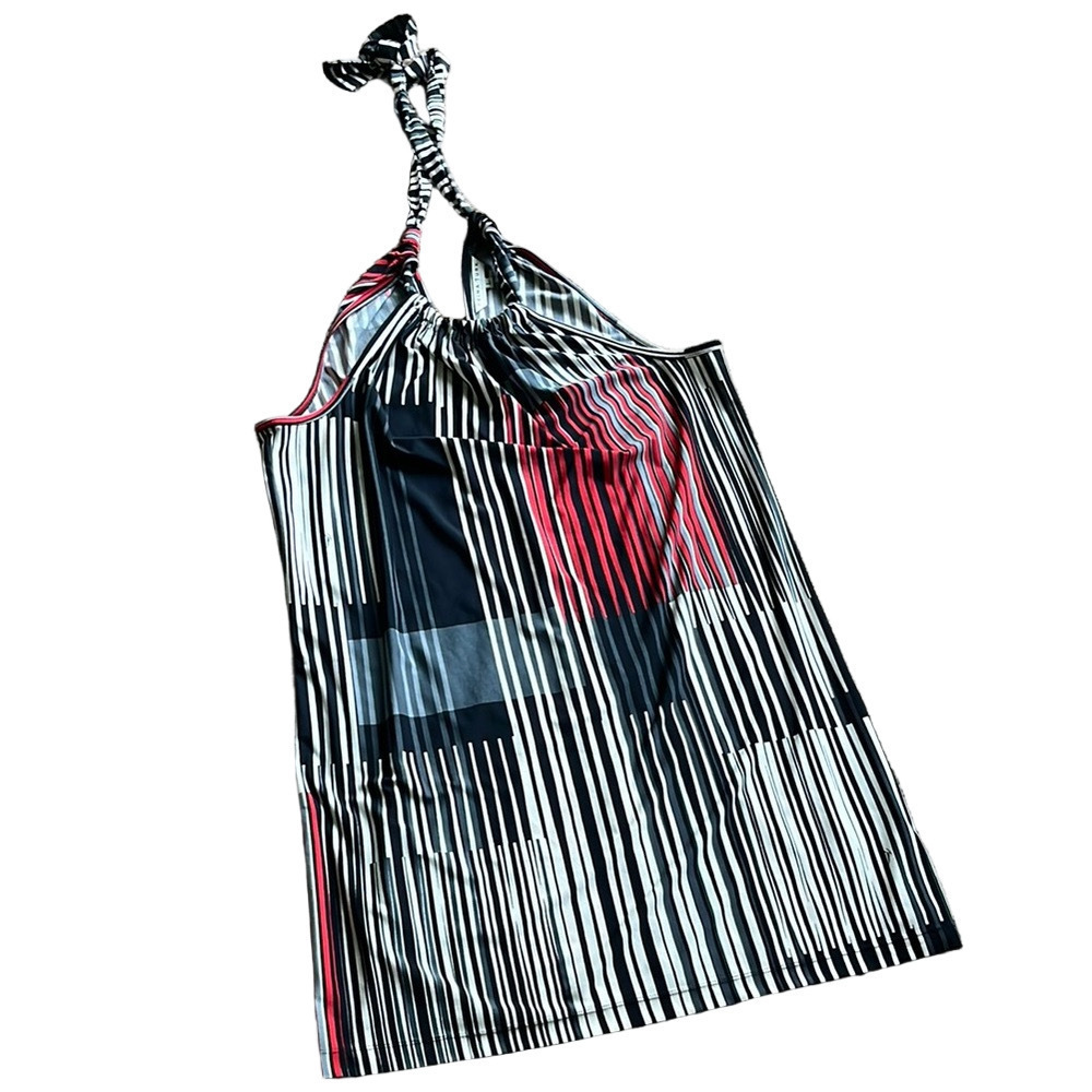 Trina Turk Black, White, and Red Striped Mini Dress